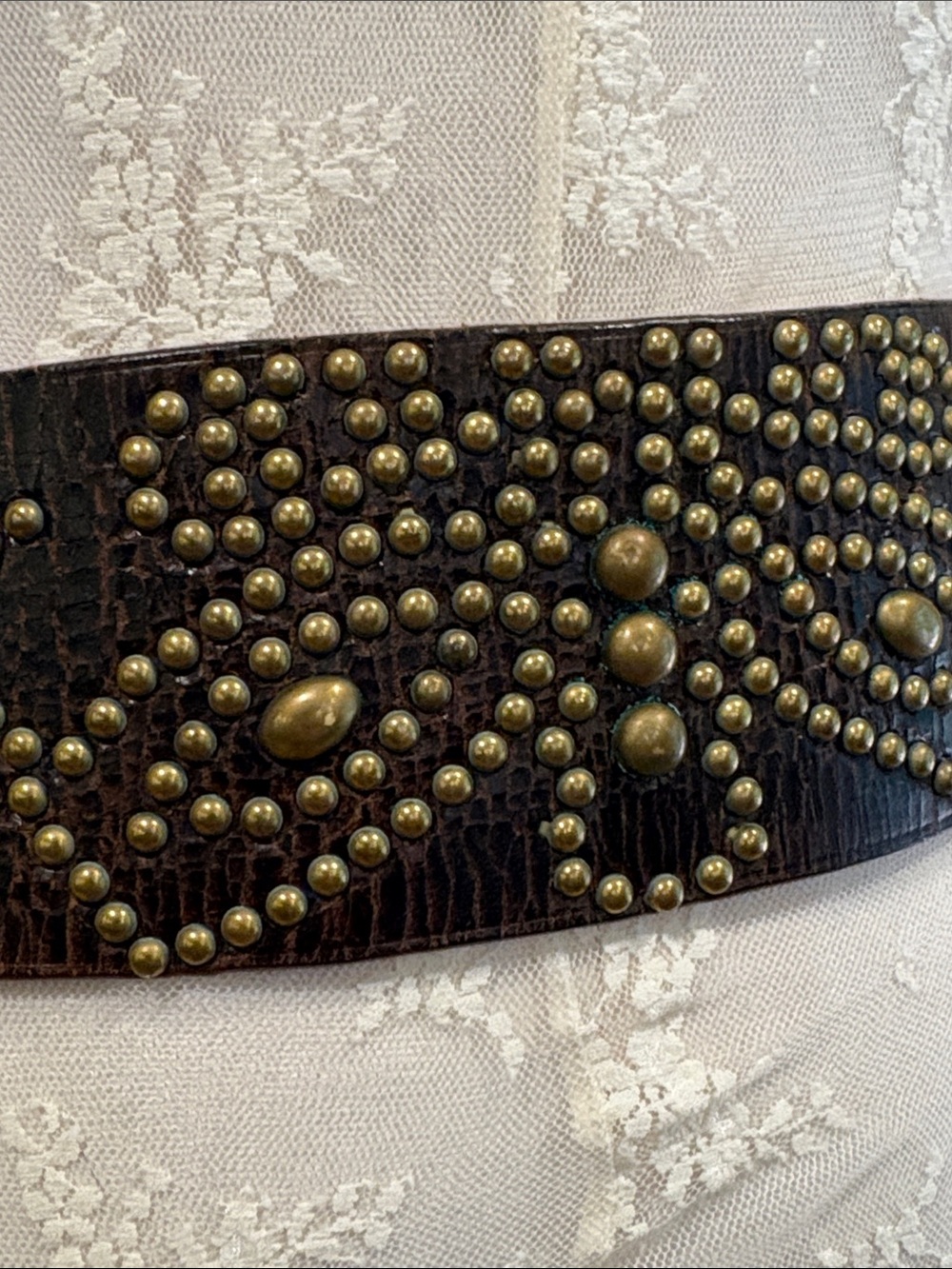 Ralph Lauren Collection Fall 2013 Studded Distressed Wide Leather Belt Small - Picture 6 of 16